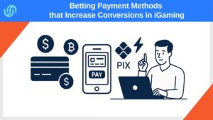 Infographic of modern betting payment methods in iGaming including crypto, PIX, mobile wallets, and cards.