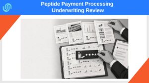 Underwriter matching a peptide product card to supplier, batch, claims and merchant-account evidence.