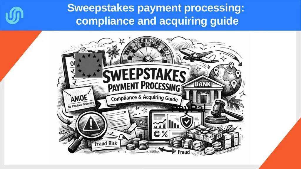 Sweepstakes payment processing: AMOE, official rules, fraud risk and acquiring compliance illustration