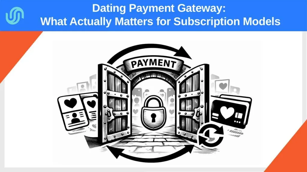 Illustration of a secure dating payment gateway with subscription flow and recurring billing cycle